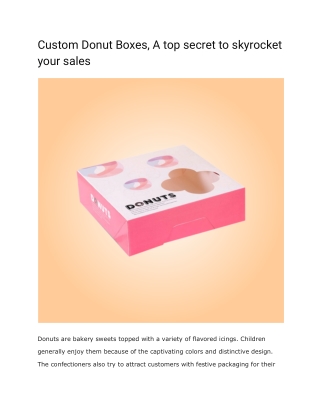 Custom Donut Boxes, A top secret to skyrocket your sales