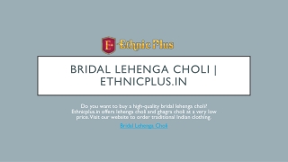 Bridal Lehenga Choli | Ethnicplus.in