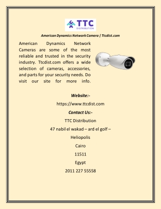 American Dynamics Network Camera  Ttcdist