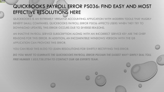 A quick method to terminate QuickBooks Payroll Error PS036