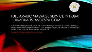 Full Arabic Massage Service in Dubai | Jumeirahseasidespa.com