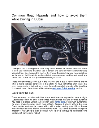 Common Road Hazards and how to avoid them while Driving in Dubai 1
