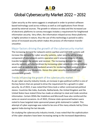 Cyber Security Market Growth | Cybersecurity market share I Aviation And Defense