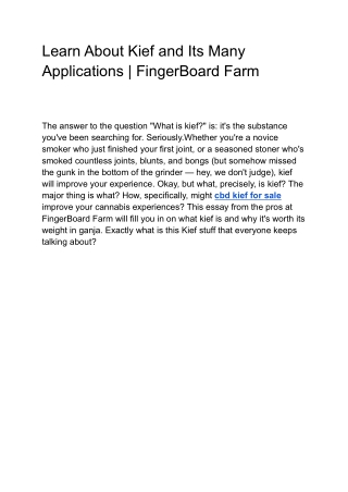 Learn About Kief and Its Many Applications | FingerBoard Farm