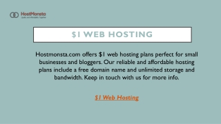 $1 Web Hosting  Hostmonsta.com