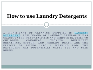Intro to Laundry Detergents