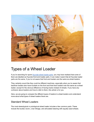 Types of a Wheel Loader