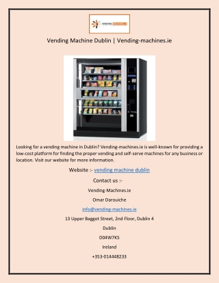 Vending Machine Dublin  Vending-machines.ie