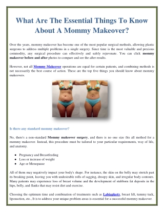 What Are The Essential Things To Know About A Mommy Makeover?