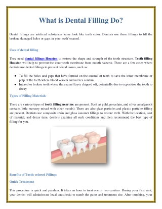 What is Dental Filling Do?