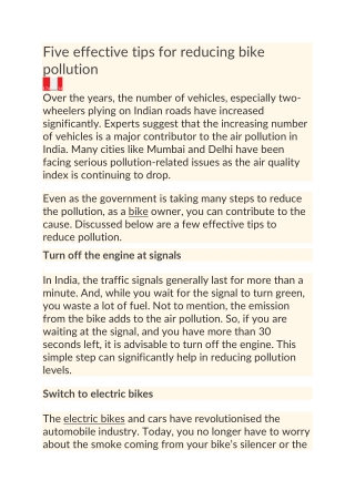 Five effective tips for reducing bike pollution
