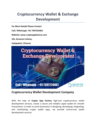 Cryptocurrency Wallet & Exchange Development