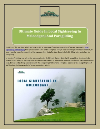 Ultimate Guide In Local Sightseeing In Mcleodganj And Paragliding