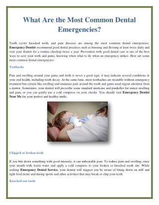 What Are the Most Common Dental Emergencies?