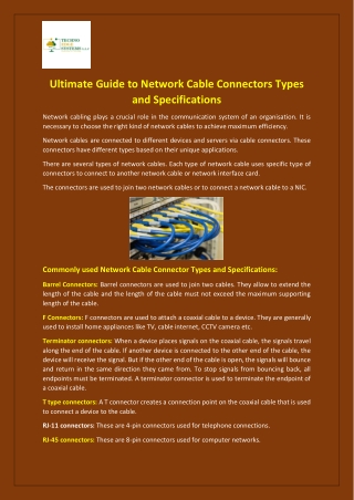 Ultimate Guide to Network Cable Connectors Types and Specifications