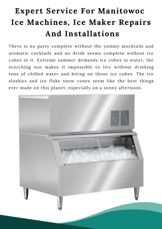 Expert Service For Manitowoc Ice Machines, Ice Maker Repairs And Installations