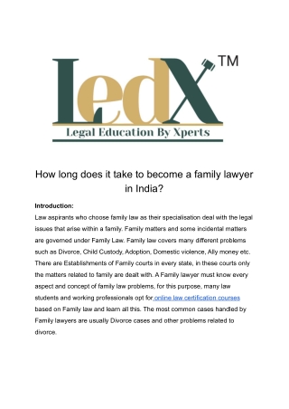 How long does it take to become a family lawyer in India