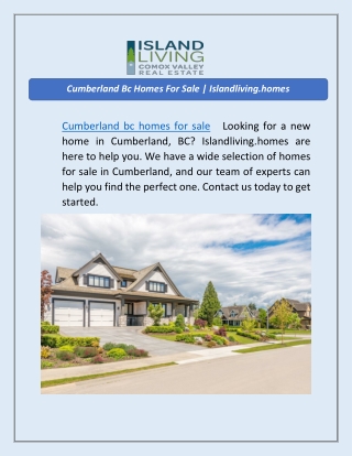 Cumberland Bc Homes For Sale | Islandliving.homes