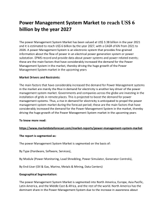 Power Management System Market