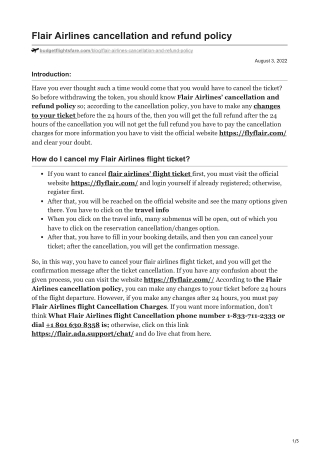 Flair Airlines cancellation and refund policy