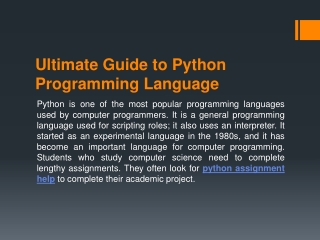 Ultimate Guide to Python Programming Language