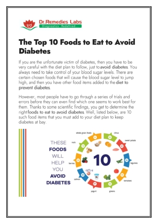 The Top 10 Foods to Eat to Avoid Diabetes