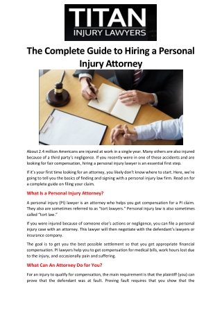 The Complete Guide to Hiring a Personal Injury Attorney