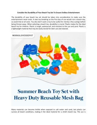 Consider the Durability of Your Beach Toy Set To Ensure Endless Entertainment