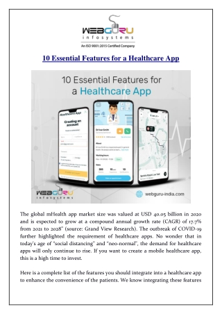 10 Essential Features for a Healthcare App