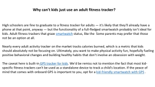 Why can't kids just use an adult fitness tracker