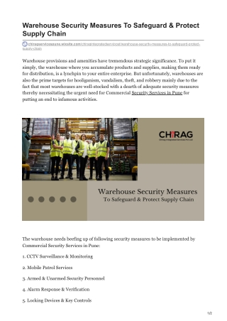 chiragservicespune.wixsite.com-Warehouse Security Measures To Safeguard amp Protect Supply Chain