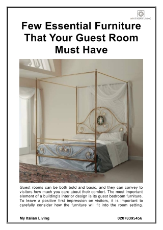 Few Essential Furniture That Your Guest Room Must Have