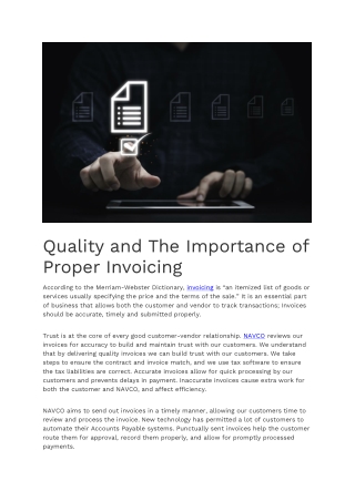 Quality and The Importance of Proper Invoicing