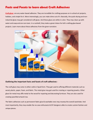 Facts and Facets to learn about Craft Adhesives