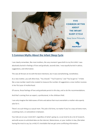 5 Common Myths About The Infant Sleep Cycle