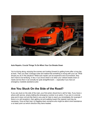 _strong_Auto Repairs. Crucial Things To Do When Your Car Breaks Down__strong_