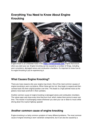 Everything You Need to Know About Engine Knocking