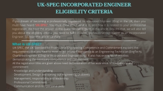 UK-SPEC Incorporated Engineer Eligibility Criteria