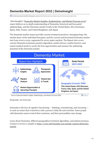 Dementia Market Report 2032  DelveInsight