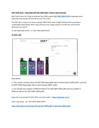 IGET VAPE Store - Disposable IGET Bar 3500 Puffs | Flavors Vape Australia