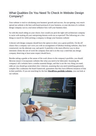What Qualities Do You Need To Check In Website Design Company?