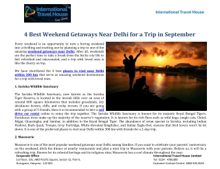 4 Best Weekend Getaways Near Delhi for a Trip in September