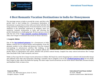 4 Best Romantic Vacation Destinations in India for Honeymoon