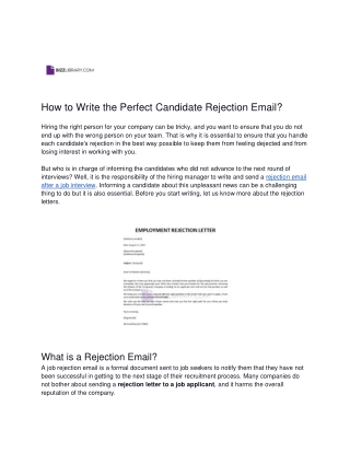 How To Write The Perfect Candidate Rejection Email - Bizzlibrary