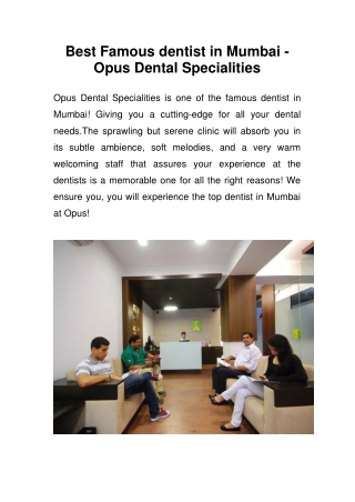 Best Famous dentist in Mumbai - Opus Dental Specialities