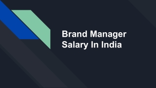 Brand Manager Salary In India