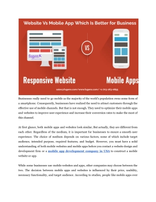 Website Vs Mobile App Which Is Better for Business