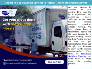One Of The Best Moving Services in Florida – American Knights Moving