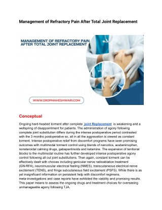 Management of Refractory Pain After Total Joint Replacement