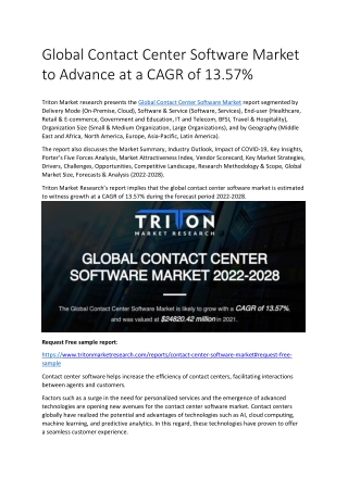 Global Contact Center Software Market to Advance at a CAGR of 13.57%